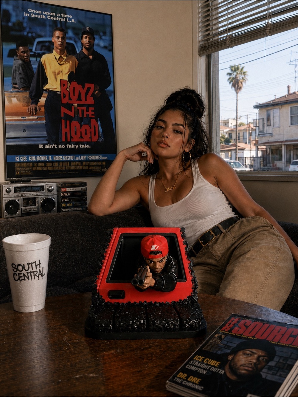 Boyz n the Hood Red Car Scene Tabletop Display